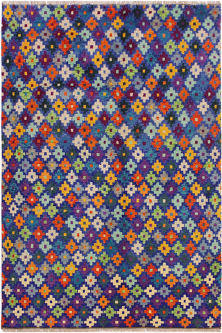 Contemporary Balochi Angeliqu Blue/Orange Wool Rug - 4'9''X6'6''