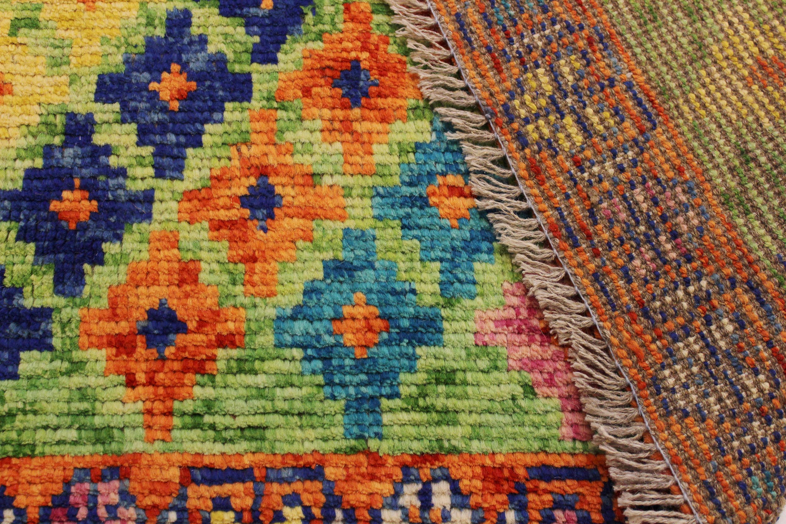 handmade Modern Balouchi Green Orange Hand Knotted RECTANGLE 100% WOOL area rug 5x7