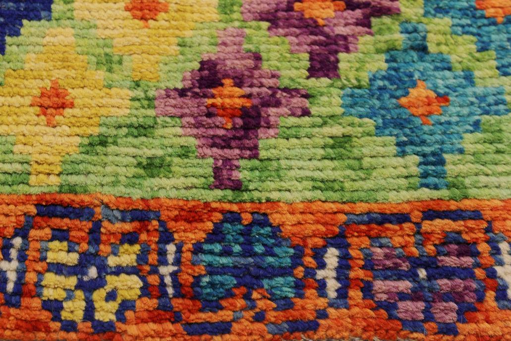 handmade Modern Balouchi Green Orange Hand Knotted RECTANGLE 100% WOOL area rug 5x7