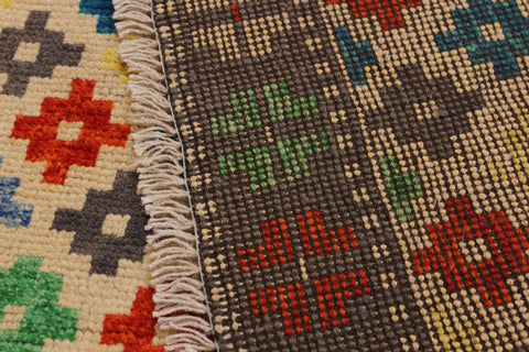 handmade Modern Balouchi Beige Gray Hand Knotted RECTANGLE 100% WOOL area rug 5x7