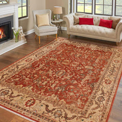 handmade Traditional Kafkaz Rust Beige Hand Knotted RECTANGLE 100% WOOL area rug 9x12