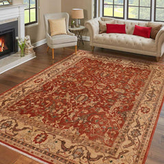handmade Traditional Kafkaz Rust Beige Hand Knotted RECTANGLE 100% WOOL area rug 9 x 12