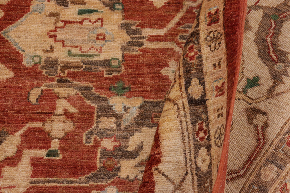 handmade Traditional Kafkaz Rust Beige Hand Knotted RECTANGLE 100% WOOL area rug 9x12