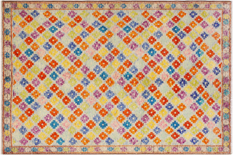 Boho Chic Balochi Antionet Blue/Gray Wool Rug - 5'11''X7'10''