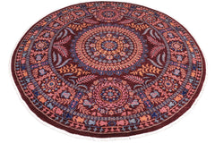 handmade Traditional Kafkaz Red Blue Hand Knotted ROUND 100% WOOL area rug 10' x 10'