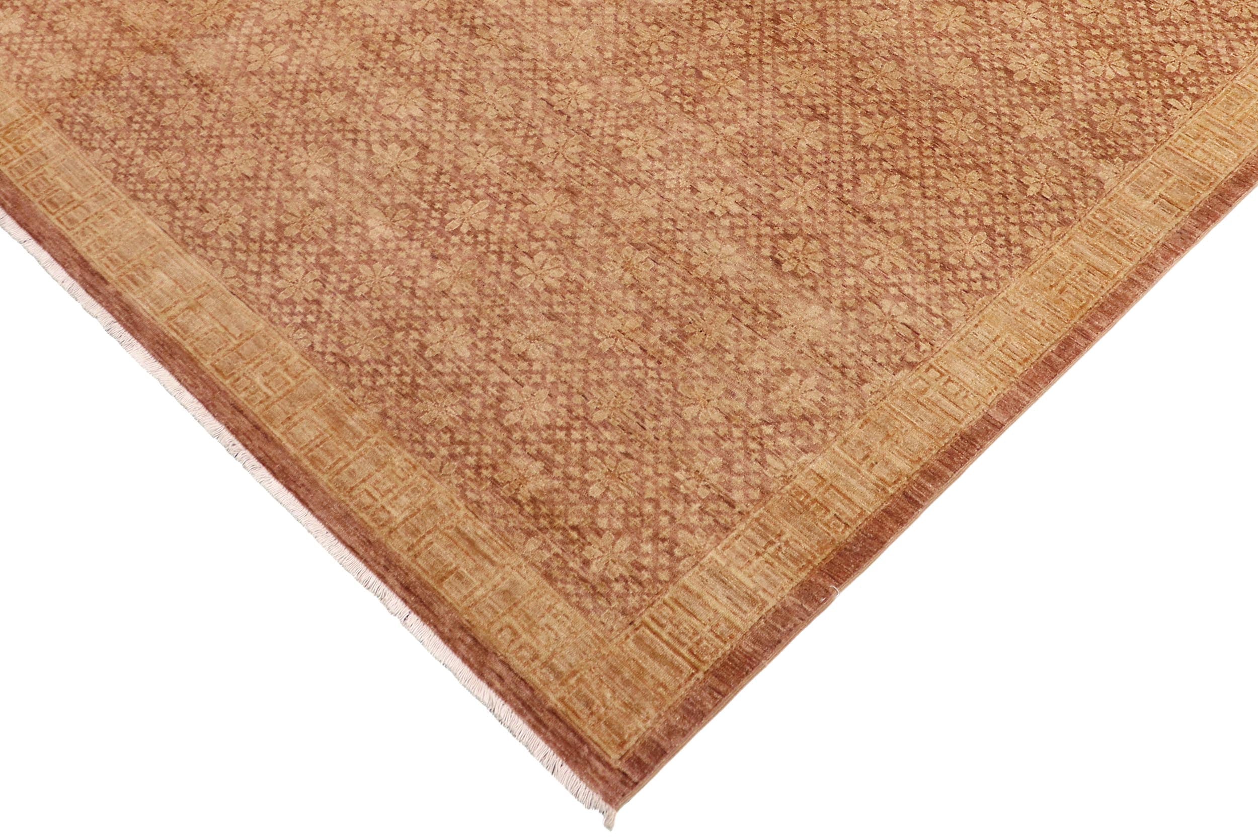 handmade Modern Kafkaz Brown Tan Hand Knotted RECTANGLE 100% WOOL area rug 8' x 12'