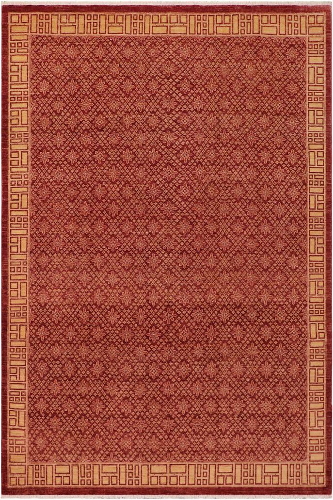 handmade Transitional Kafkaz Red Tan Hand Knotted RECTANGLE 100% WOOL area rug 9 x 12