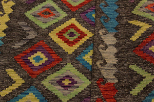 handmade Geometric Kilim Brown Purple Hand-Woven RECTANGLE 100% WOOL area rug 3 x 5