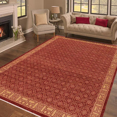 handmade Transitional Kafkaz Red Tan Hand Knotted RECTANGLE 100% WOOL area rug 9 x 12