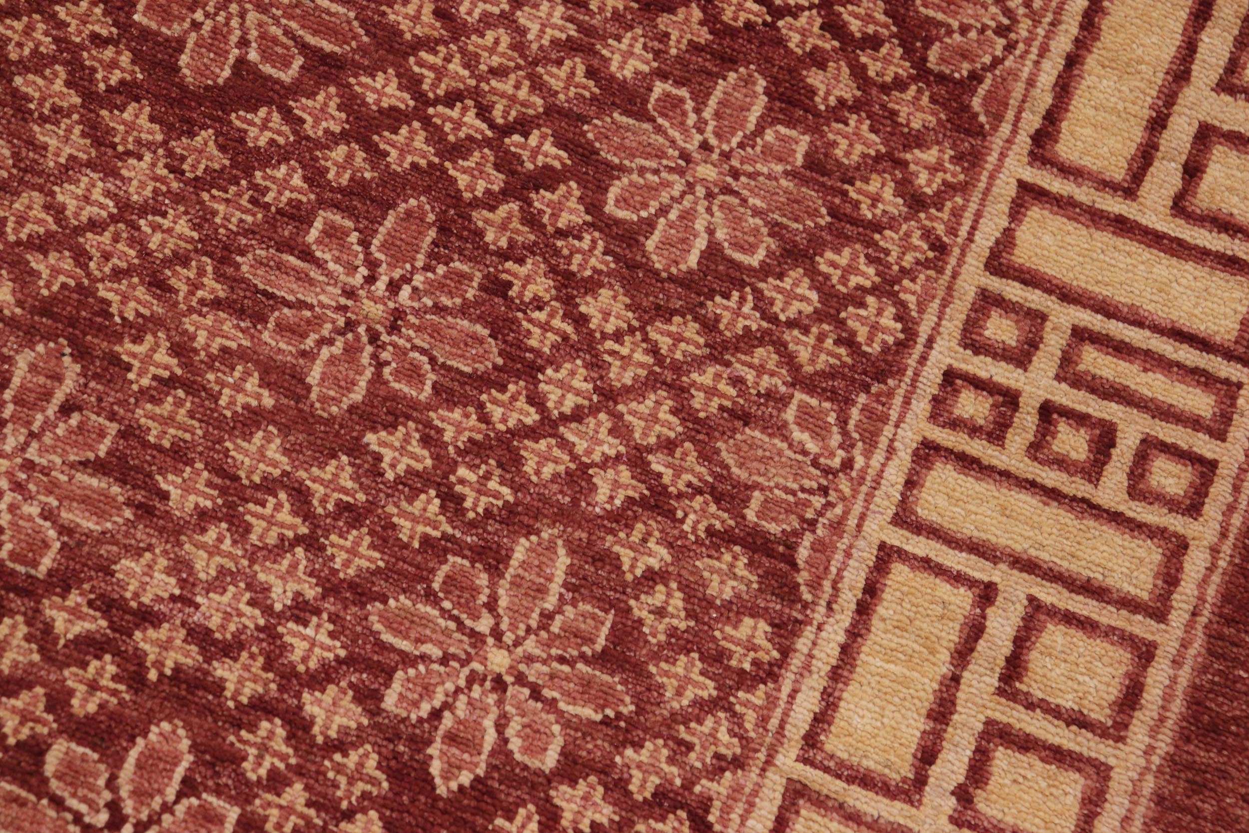 handmade Modern Kafkaz Red Tan Hand Knotted RECTANGLE 100% WOOL area rug 9' x 12'