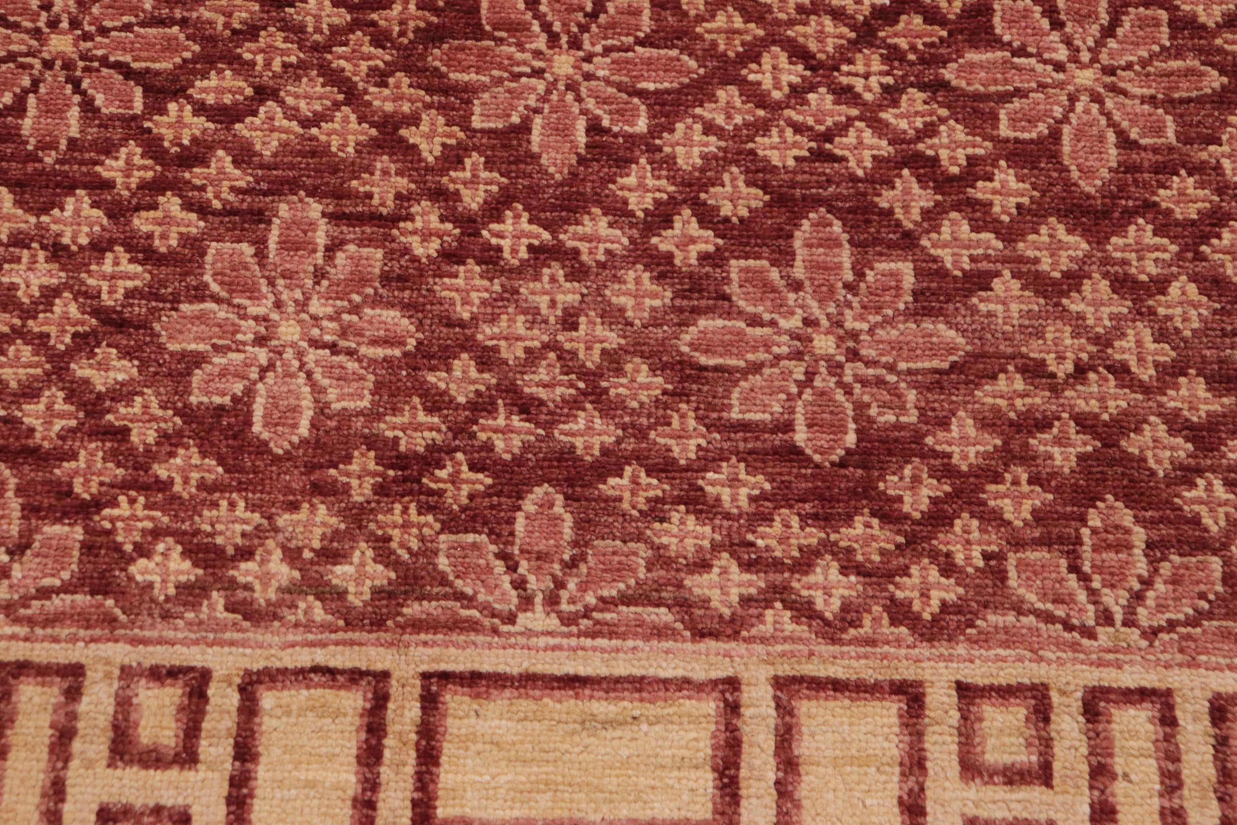 handmade Modern Kafkaz Red Tan Hand Knotted RECTANGLE 100% WOOL area rug 9' x 12'