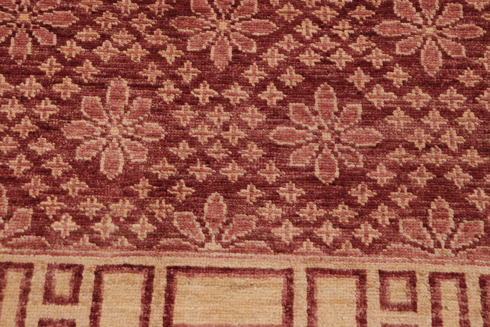 handmade Modern Kafkaz Red Tan Hand Knotted RECTANGLE 100% WOOL area rug 9' x 12'