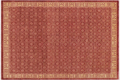 handmade Modern Kafkaz Red Tan Hand Knotted RECTANGLE 100% WOOL area rug 9' x 12'