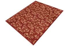 handmade Transitional Kafkaz Red Tan Hand Knotted RECTANGLE 100% WOOL area rug 9 x 11