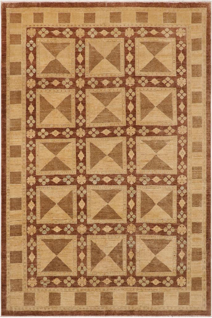 handmade Transitional Kafkaz Brown Beige Hand Knotted RECTANGLE 100% WOOL area rug 9 x 11