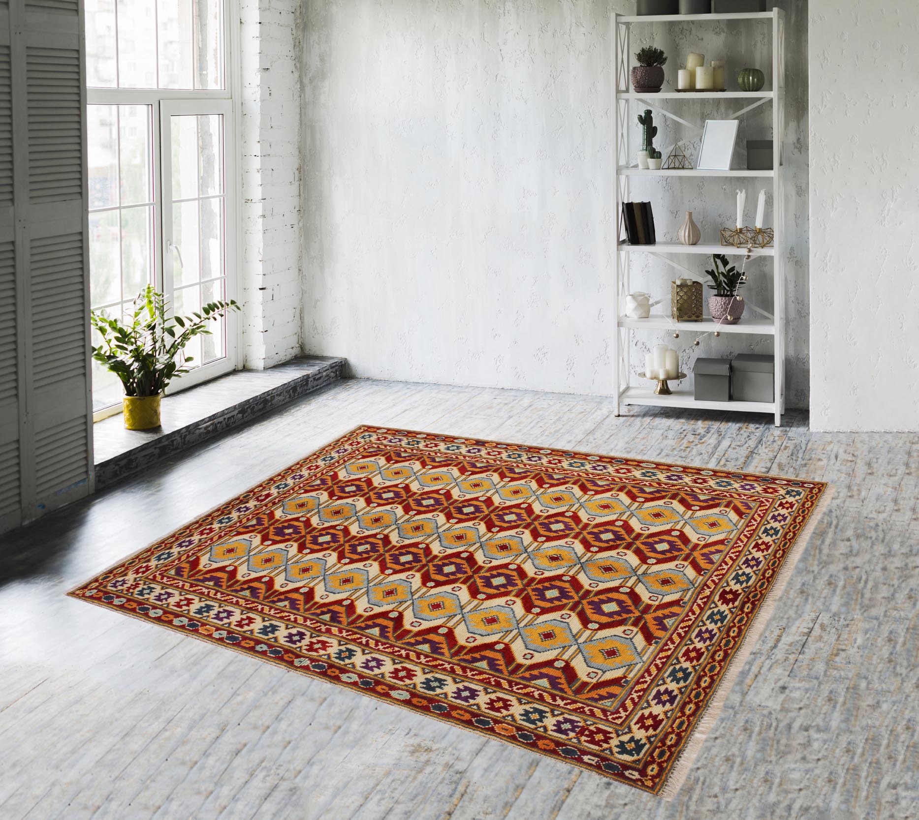 handmade Geometric Balouchi Beige Red Hand Knotted RECTANGLE 100% WOOL area rug 5x7