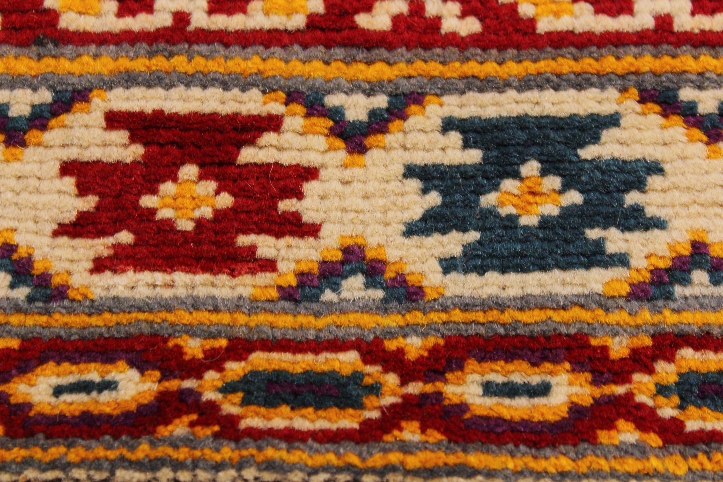 handmade Geometric Balouchi Beige Red Hand Knotted RECTANGLE 100% WOOL area rug 5x7