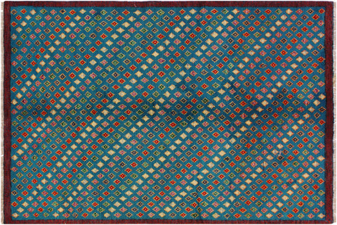 Shabby Chic Balochi Christop Blue/Red Wool Rug - 4'9''X6'5''