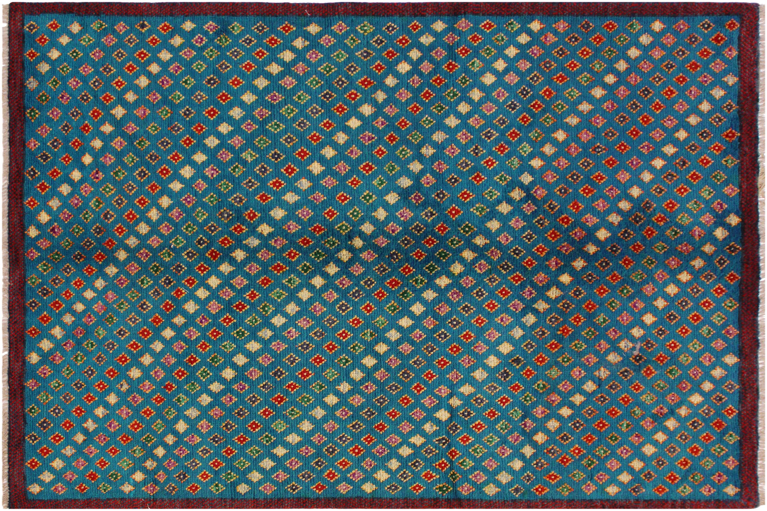handmade Modern Balouchi Blue Red Hand Knotted RECTANGLE 100% WOOL area rug 5x6