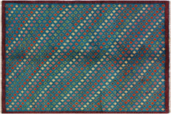 handmade Modern Balouchi Blue Red Hand Knotted RECTANGLE 100% WOOL area rug 5x6