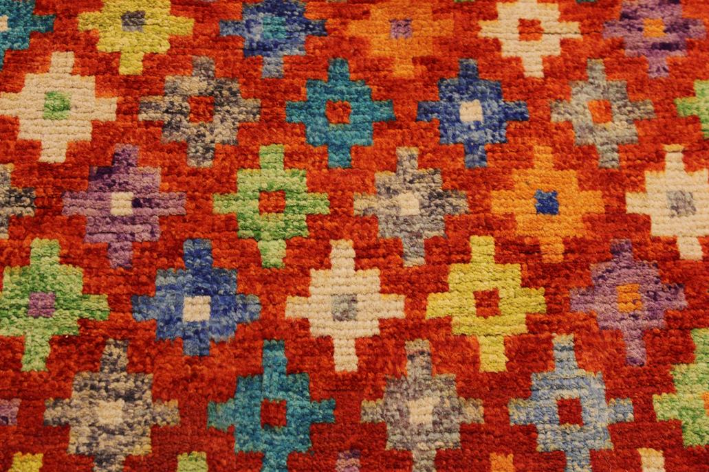 handmade Modern Balouchi Orange Green Hand Knotted RECTANGLE 100% WOOL area rug 5x7