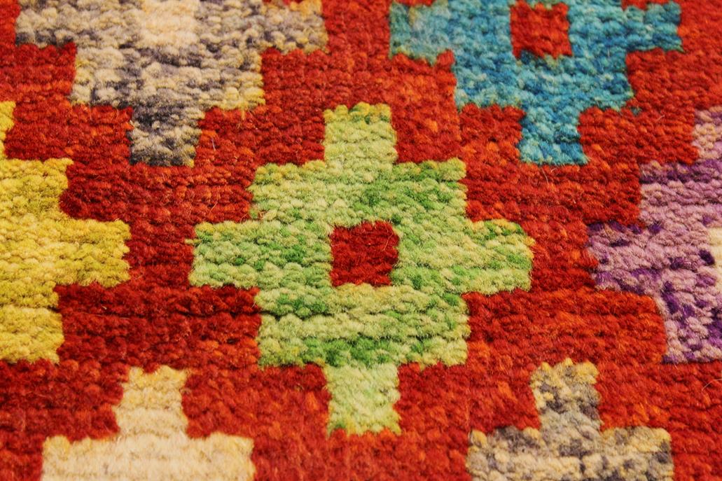 handmade Modern Balouchi Orange Green Hand Knotted RECTANGLE 100% WOOL area rug 5x7