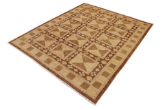 handmade Transitional Kafkaz Brown Beige Hand Knotted RECTANGLE 100% WOOL area rug 9 x 11