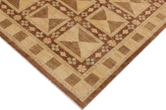 handmade Transitional Kafkaz Brown Beige Hand Knotted RECTANGLE 100% WOOL area rug 9 x 11