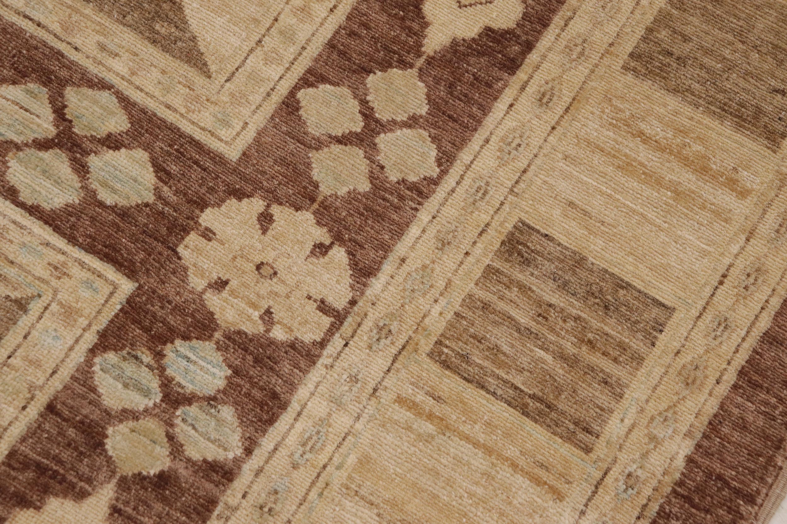 handmade Modern Kafkaz Brown Beige Hand Knotted RECTANGLE 100% WOOL area rug 9' x 11'