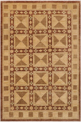 handmade Transitional Kafkaz Brown Beige Hand Knotted RECTANGLE 100% WOOL area rug 9 x 11