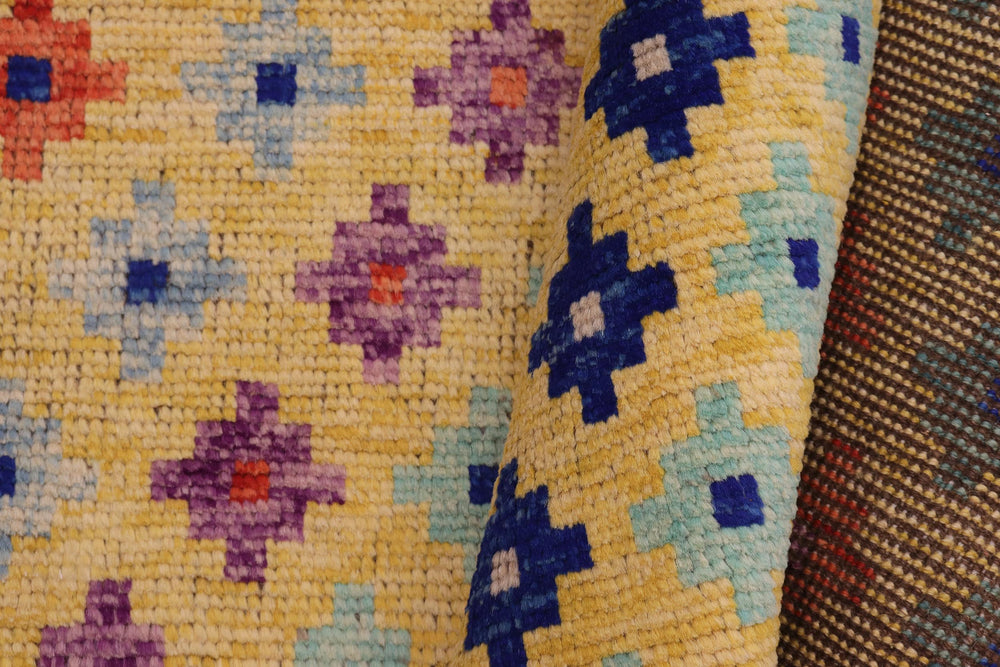 handmade Modern Balouchi Gold Blue Hand Knotted RECTANGLE 100% WOOL area rug 4x5