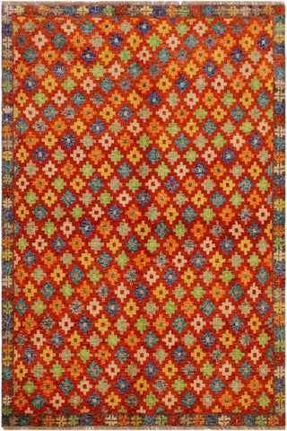 Boho Chic Balochi Corneliu Orange/Brown Wool Rug - 4'11''X6'6''