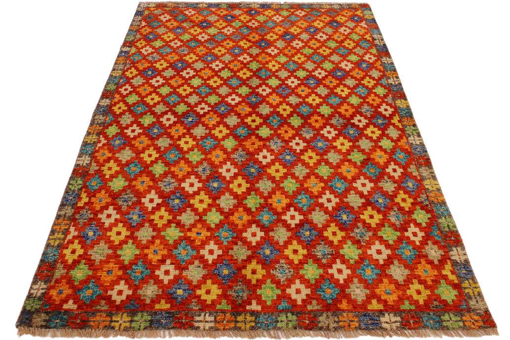 handmade Modern Balouchi Orange Brown Hand Knotted RECTANGLE 100% WOOL area rug 5x7