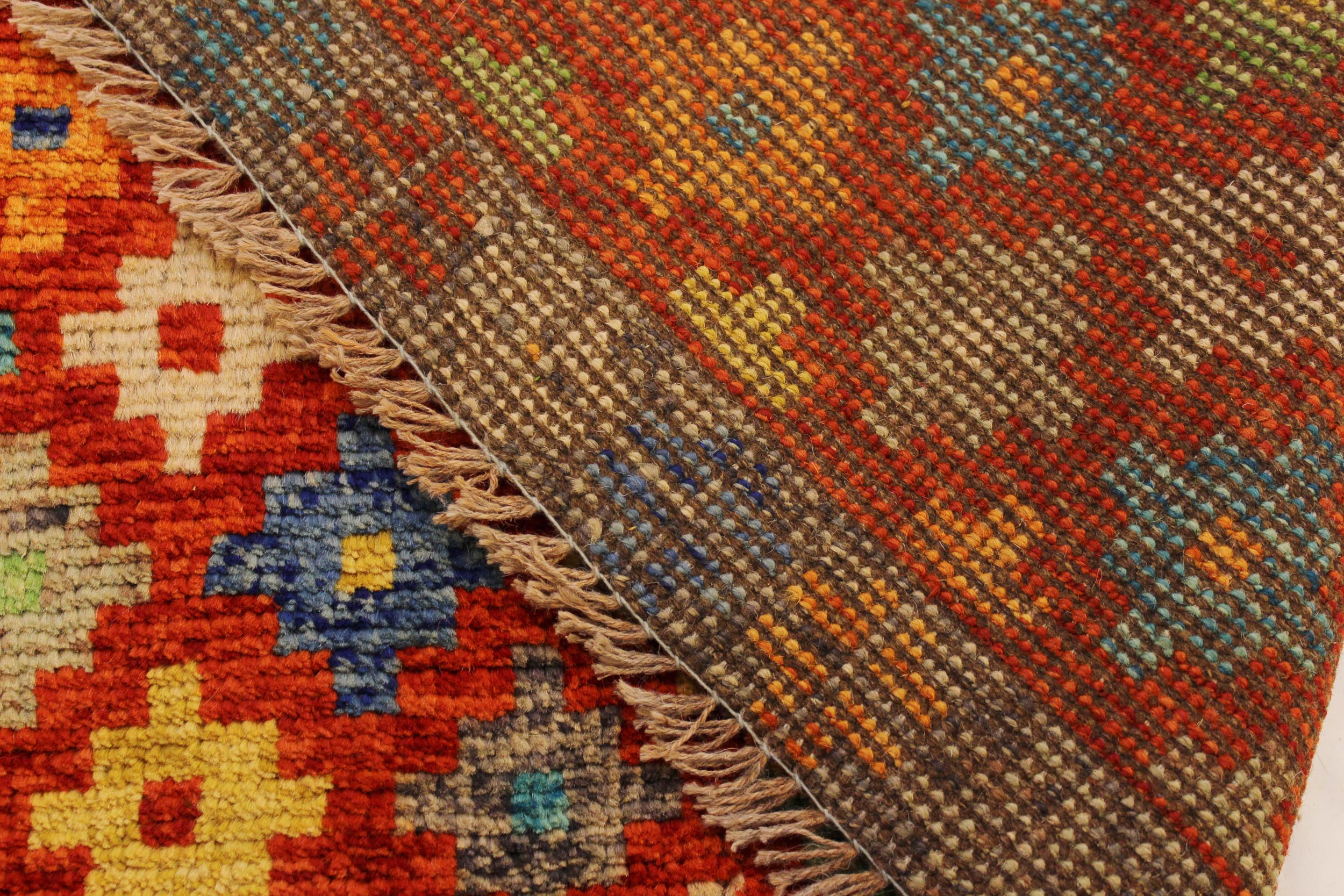 handmade Modern Balouchi Orange Brown Hand Knotted RECTANGLE 100% WOOL area rug 5x7