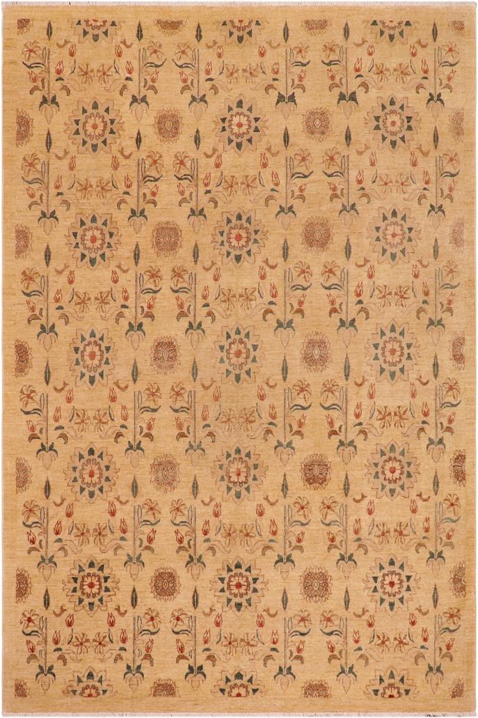 handmade Transitional Kafkaz Tan Brown Hand Knotted RECTANGLE 100% WOOL area rug 9 x 12
