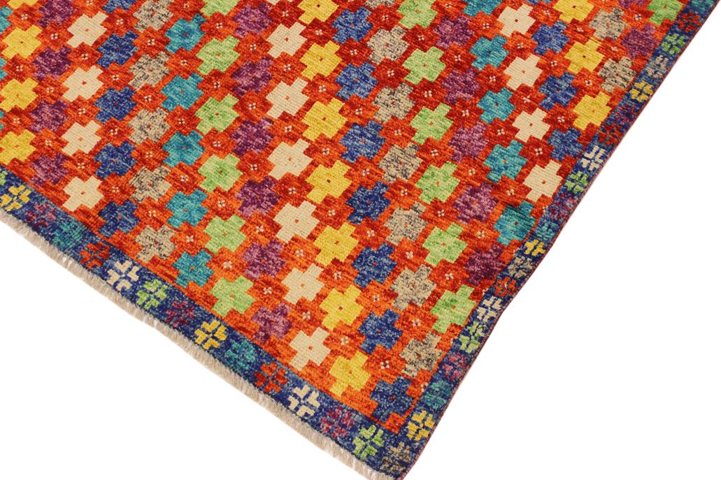 handmade Modern Balouchi Orange Blue Hand Knotted RECTANGLE 100% WOOL area rug 5x7