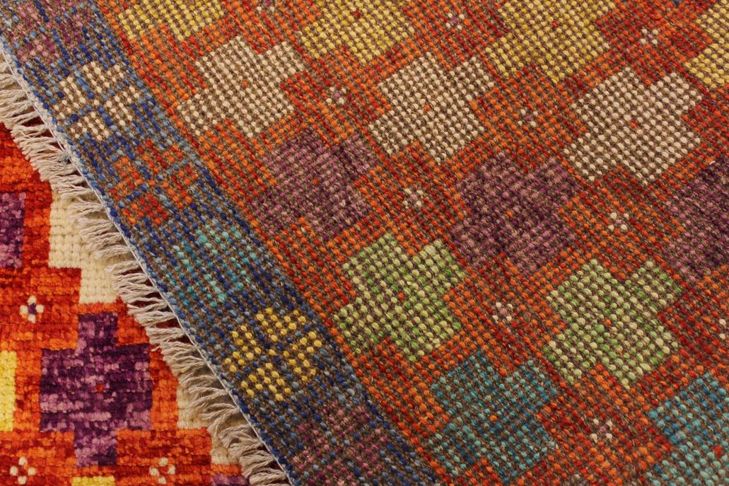 handmade Modern Balouchi Orange Blue Hand Knotted RECTANGLE 100% WOOL area rug 5x7