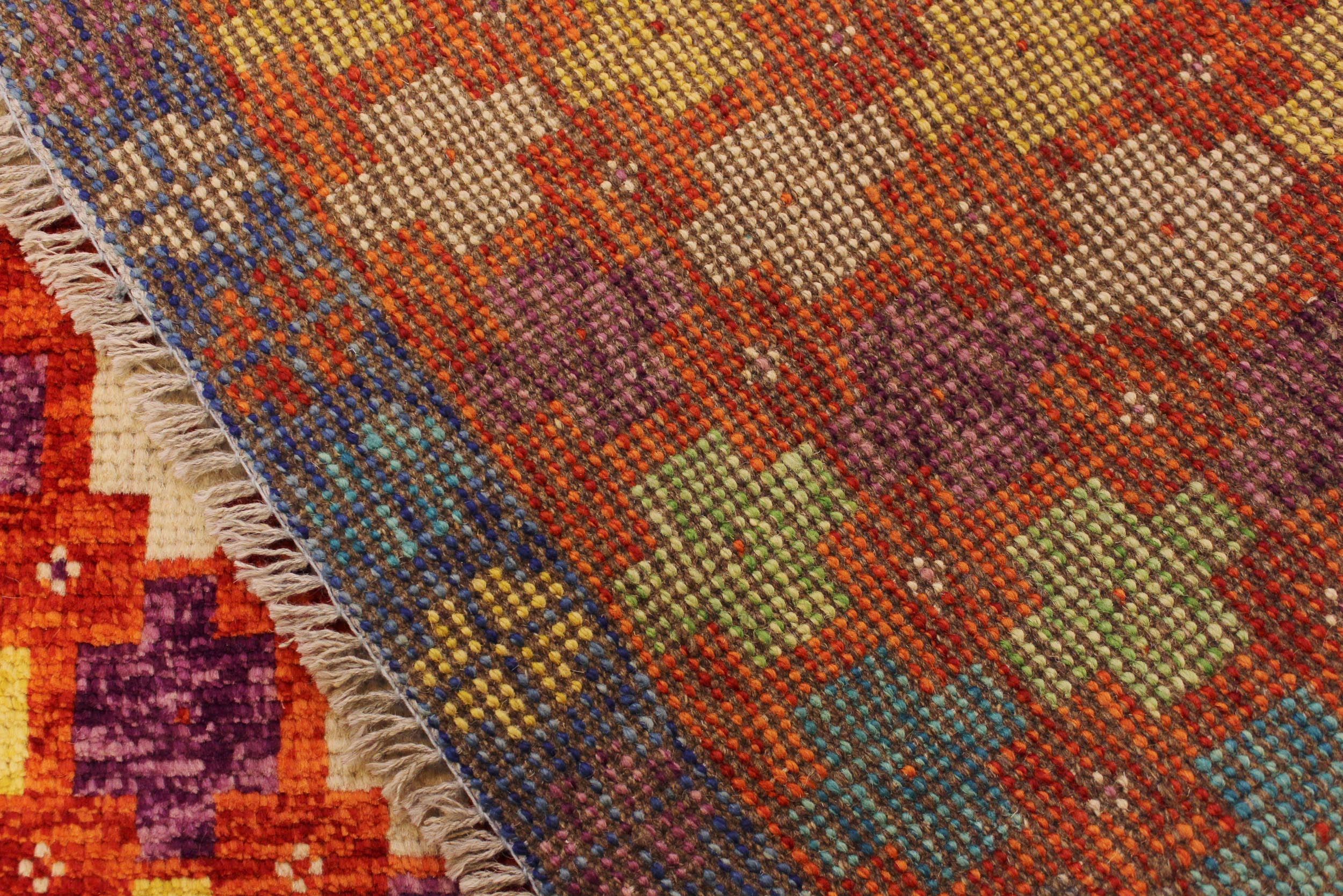 handmade Modern Balouchi Orange Blue Hand Knotted RECTANGLE 100% WOOL area rug 5x7