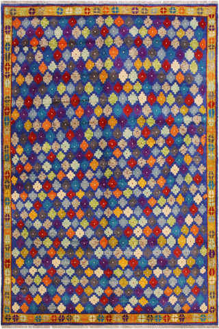 Contemporary Balochi Albertin Blue/Gold Wool Rug - 4'10''X6'8''