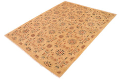 handmade Transitional Kafkaz Tan Brown Hand Knotted RECTANGLE 100% WOOL area rug 9 x 12