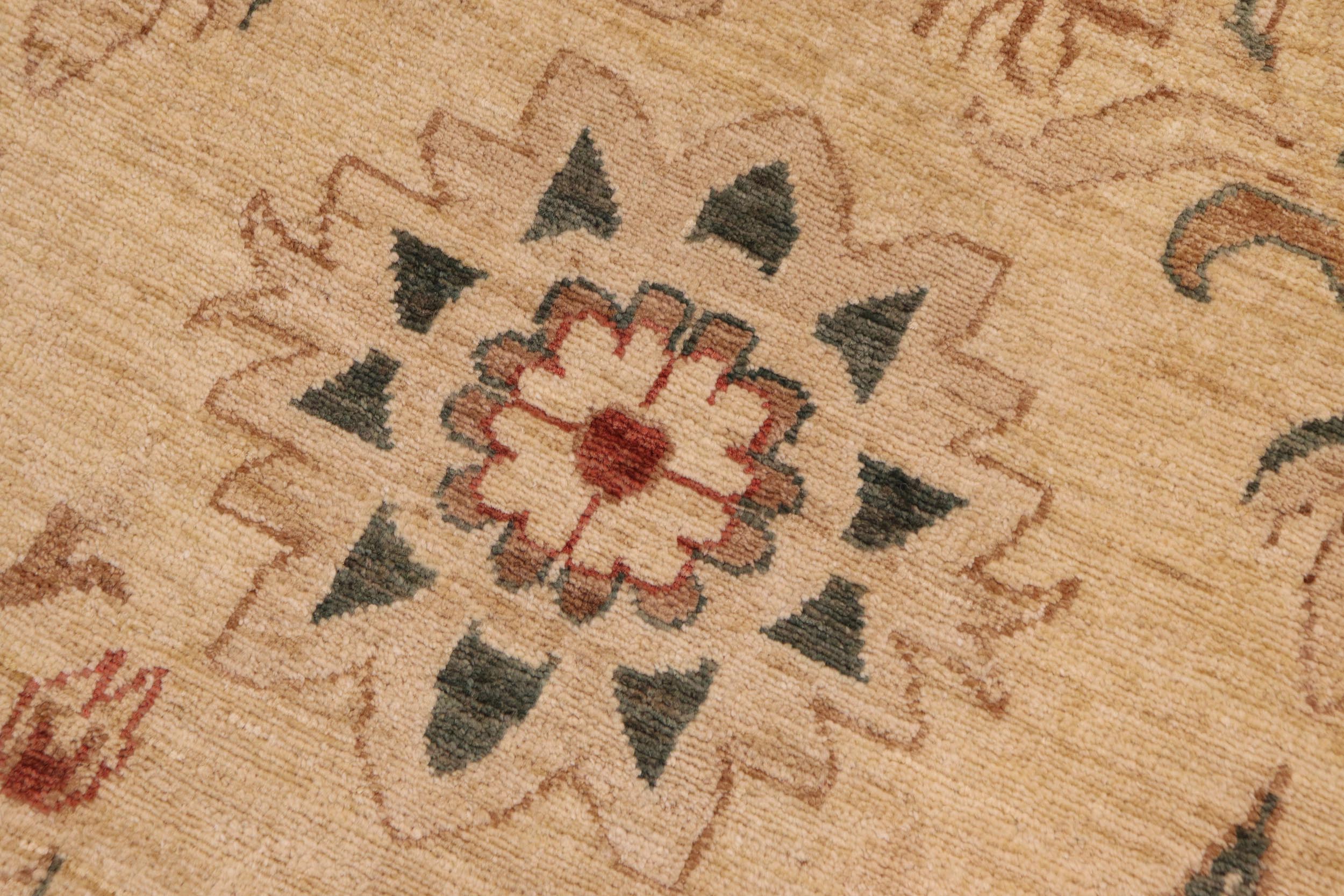 handmade Modern Kafkaz Tan Brown Hand Knotted RECTANGLE 100% WOOL area rug 9' x 12'