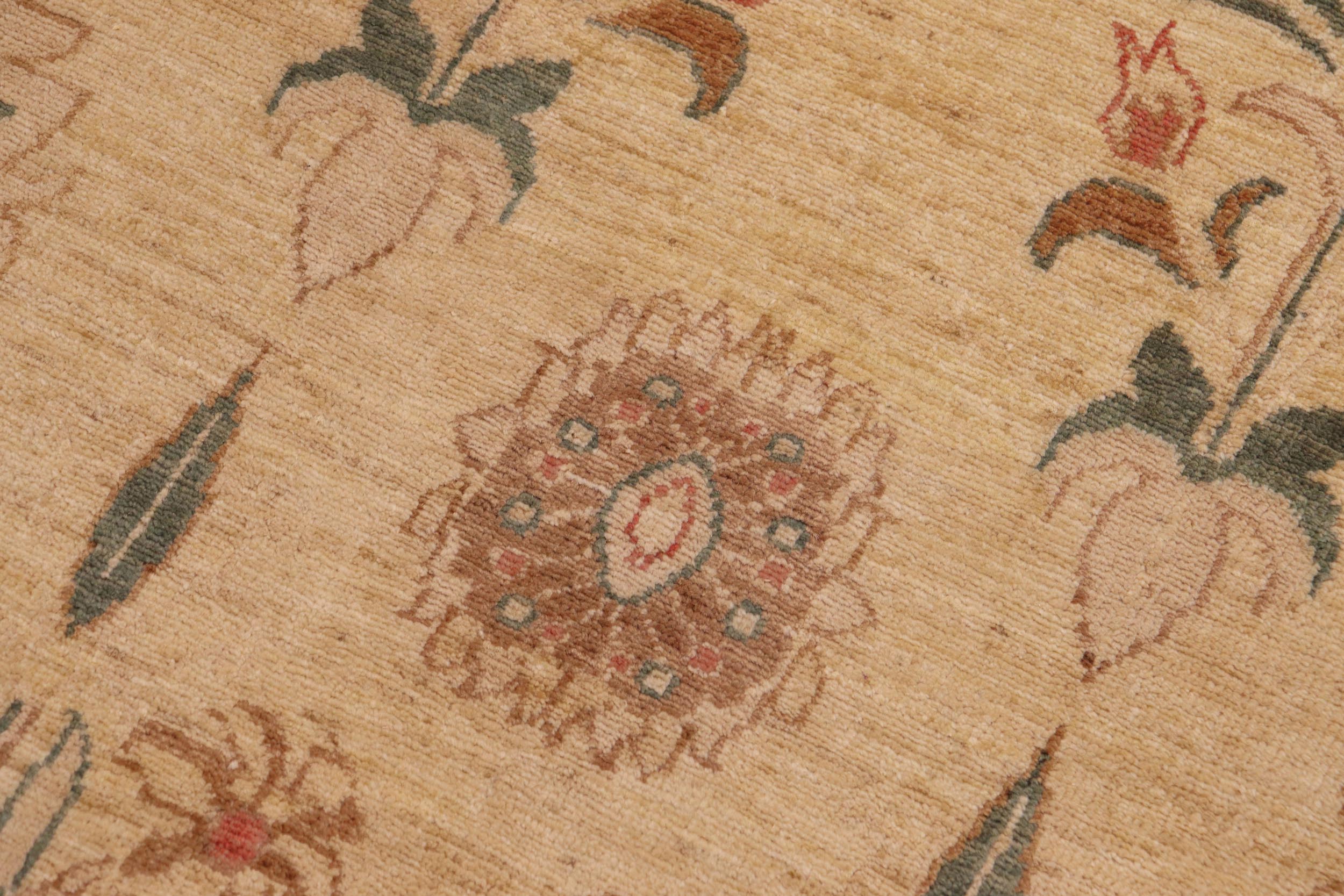handmade Modern Kafkaz Tan Brown Hand Knotted RECTANGLE 100% WOOL area rug 9' x 12'