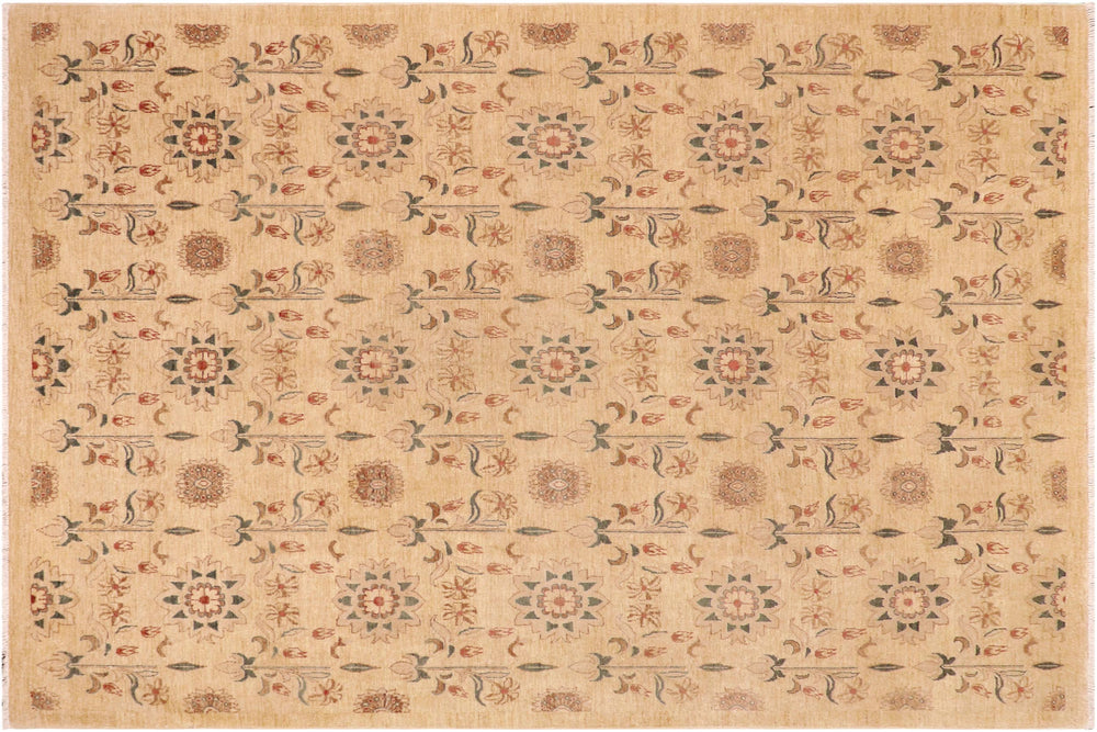 handmade Modern Kafkaz Tan Brown Hand Knotted RECTANGLE 100% WOOL area rug 9' x 12'