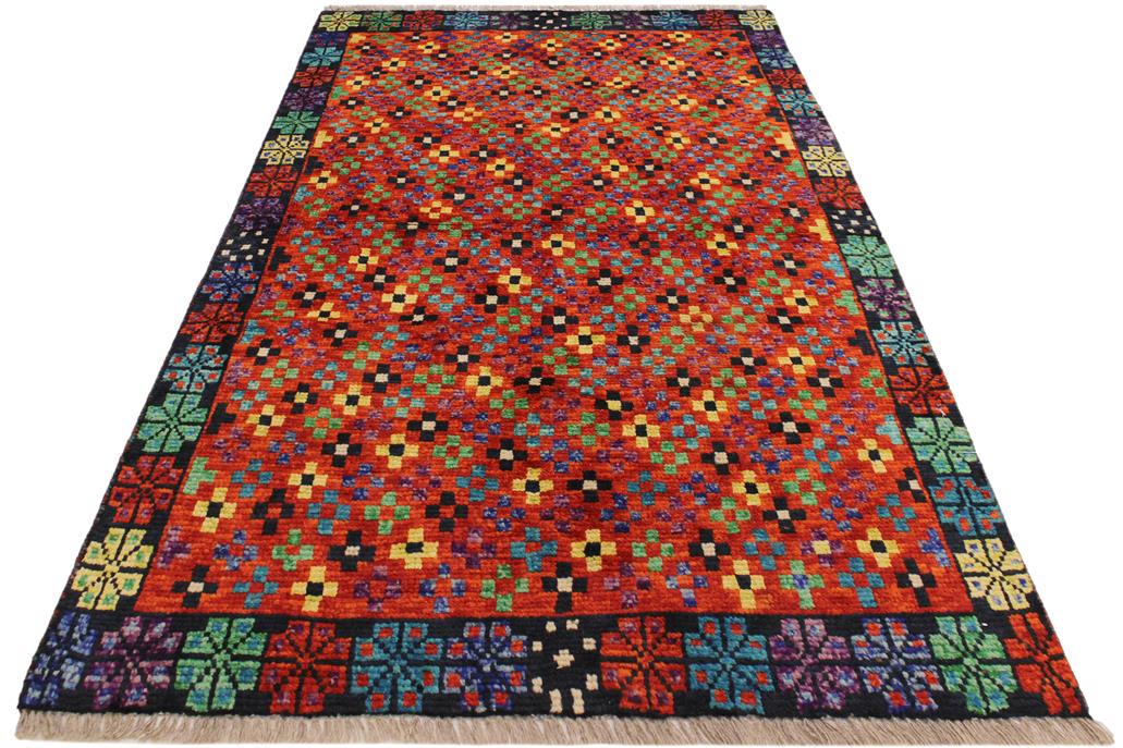 handmade Modern Balouchi Orange Black Hand Knotted RECTANGLE 100% WOOL area rug 3x5