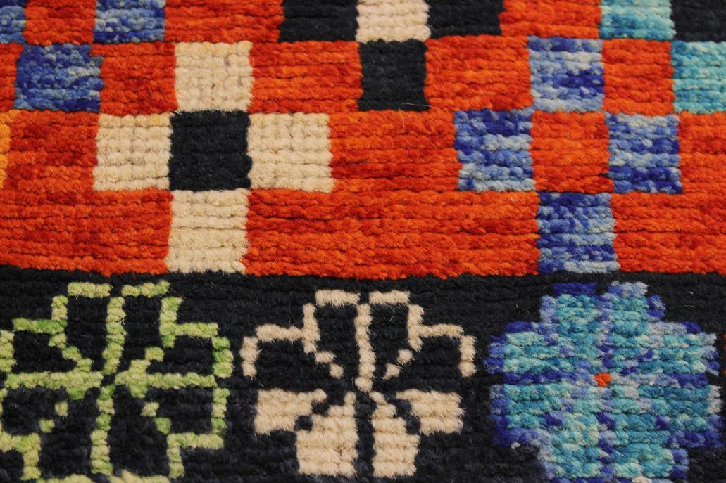 handmade Modern Balouchi Orange Black Hand Knotted RECTANGLE 100% WOOL area rug 5x7