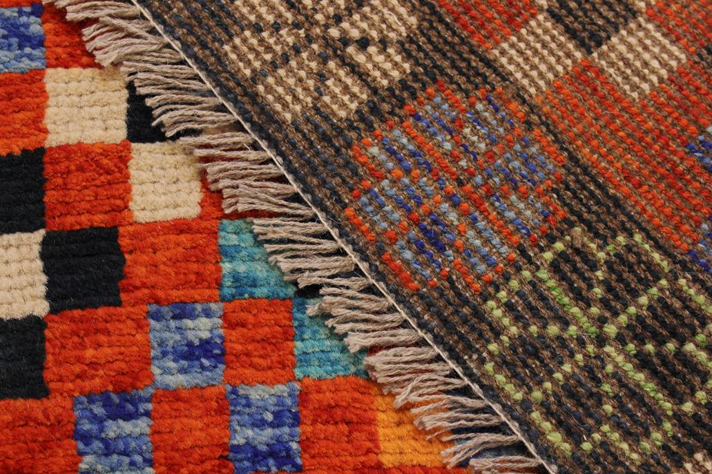 handmade Modern Balouchi Orange Black Hand Knotted RECTANGLE 100% WOOL area rug 5x7