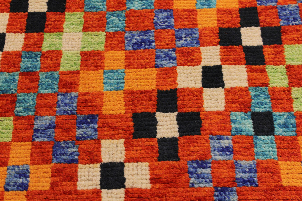 handmade Modern Balouchi Orange Black Hand Knotted RECTANGLE 100% WOOL area rug 5x7