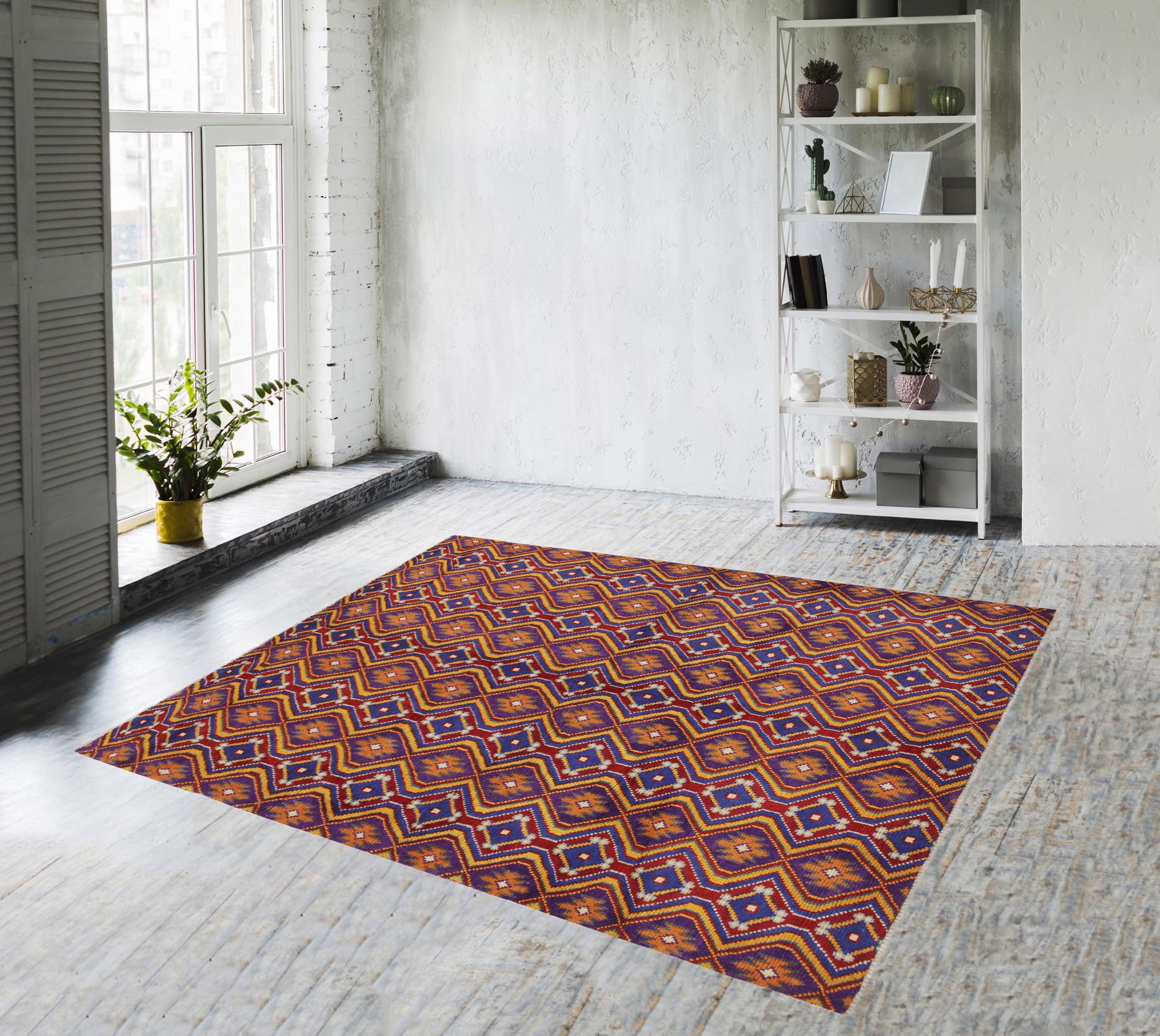 handmade Modern Balouchi Purple Blue Hand Knotted RECTANGLE 100% WOOL area rug 5x7