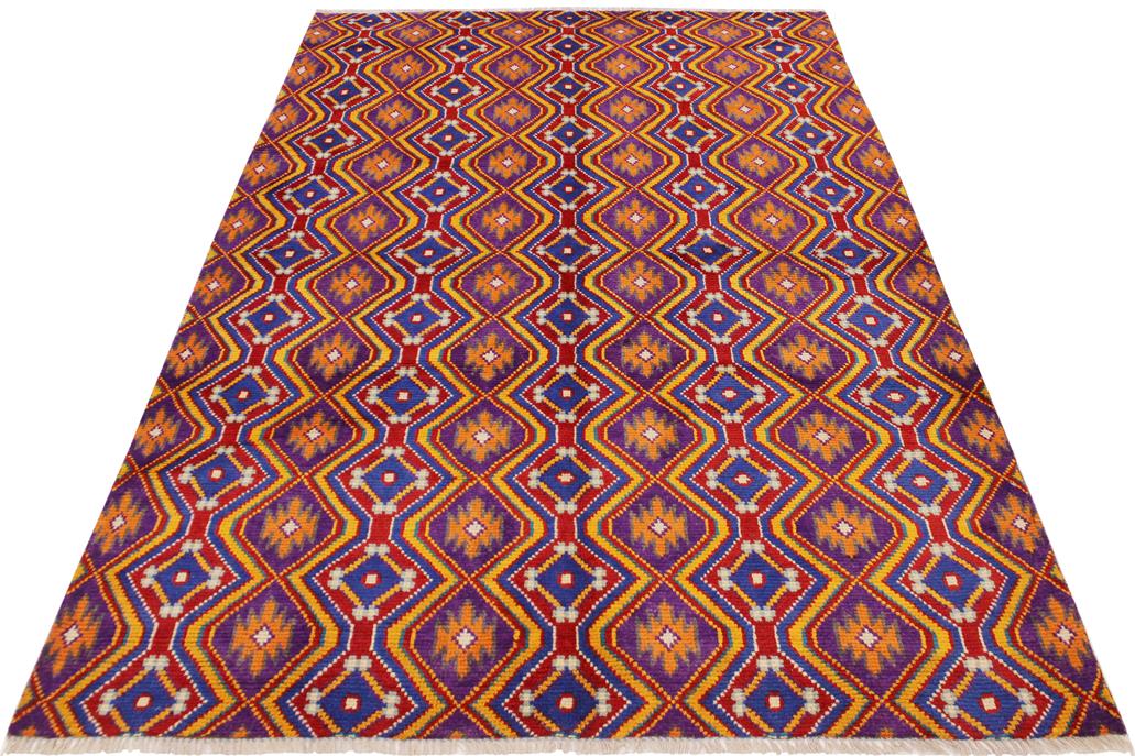 handmade Modern Balouchi Purple Blue Hand Knotted RECTANGLE 100% WOOL area rug 5x7