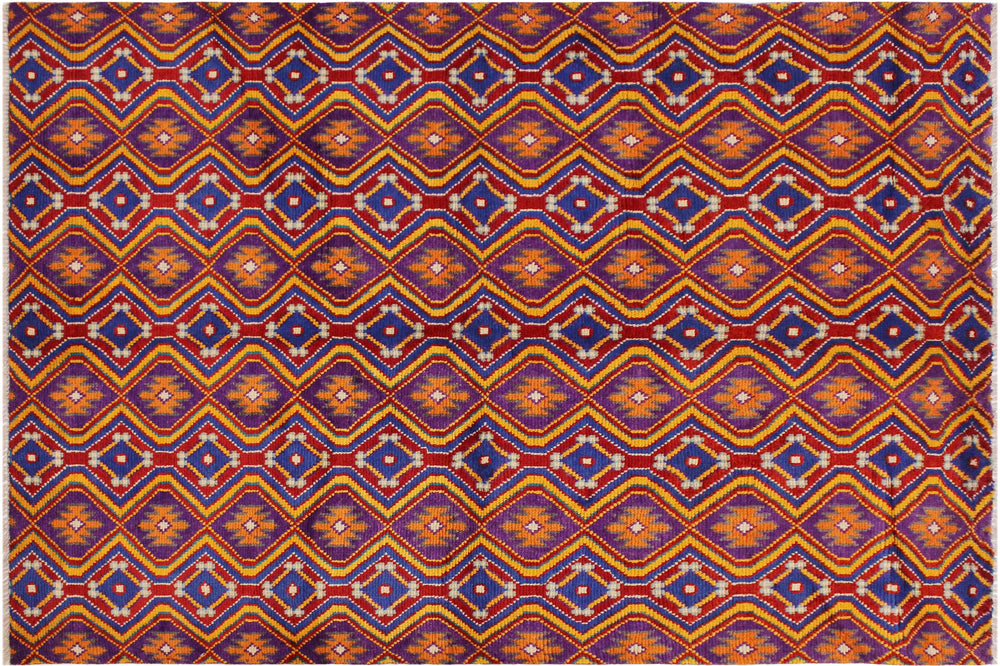 handmade Modern Balouchi Purple Blue Hand Knotted RECTANGLE 100% WOOL area rug 5x7